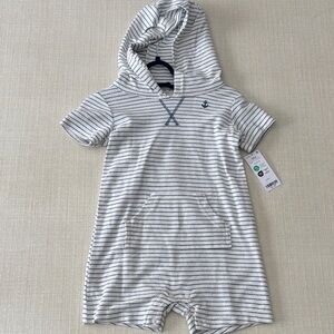 NWT Carter's Blue and White Striped Baby Romper